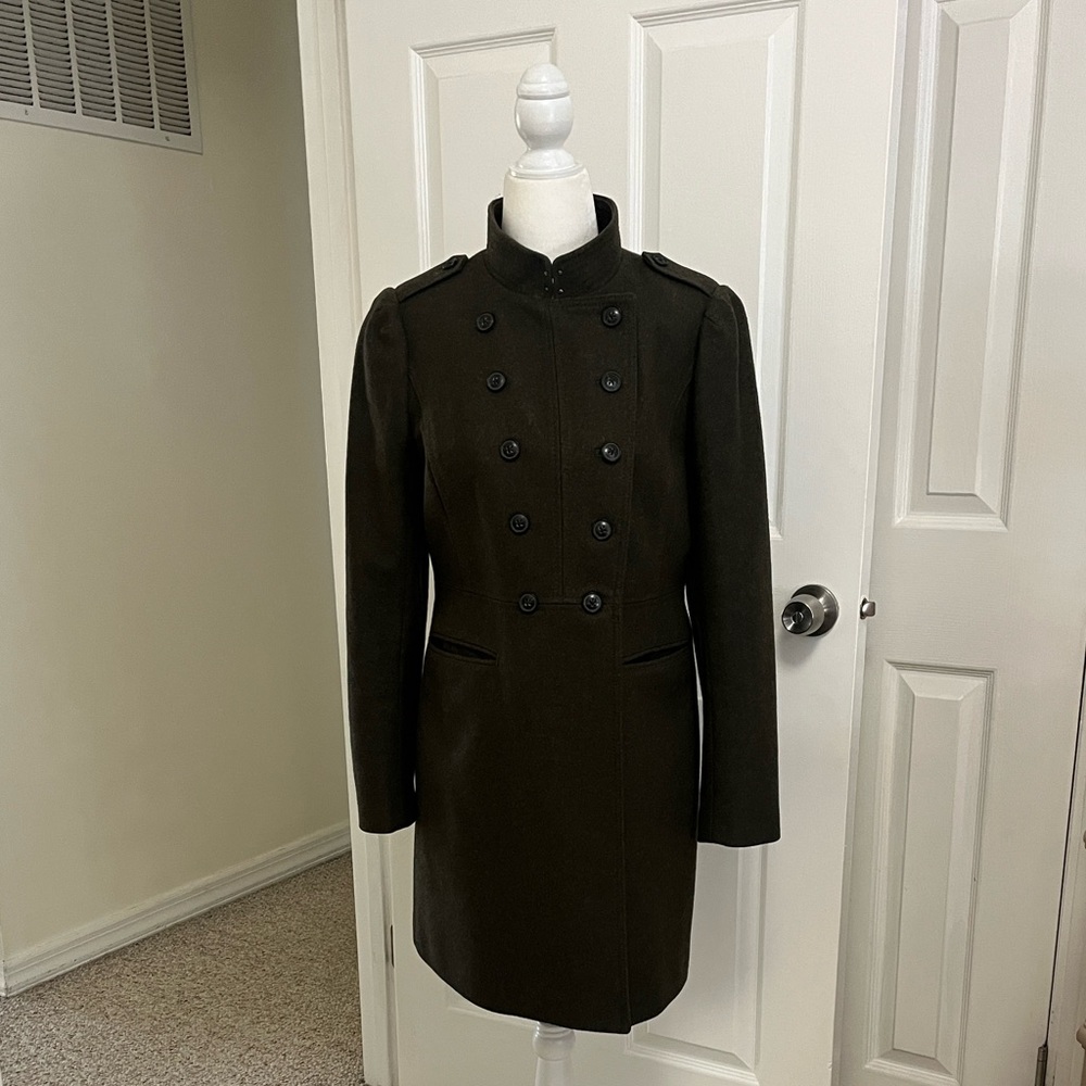Banana Republic Dark Olive Military Style Wool Coat